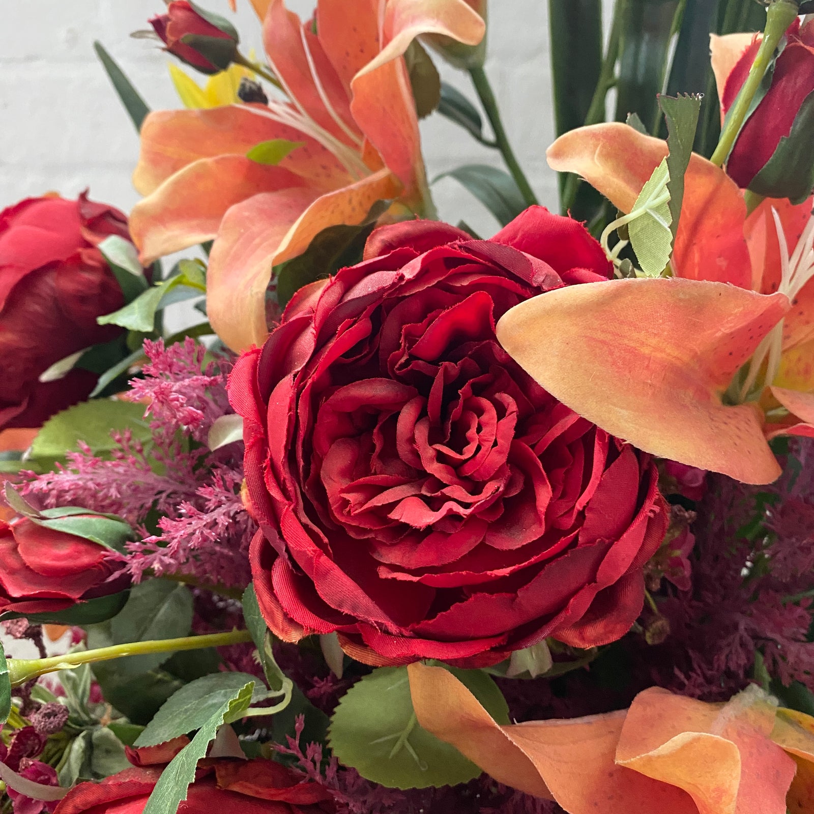 Artificial Floral Arrangement (Ex Rental) Reds and Oranges #2