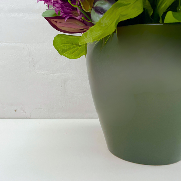 Artificial Floral Arrangement (Ex Rental) | Ceramic Vase - White and Purples