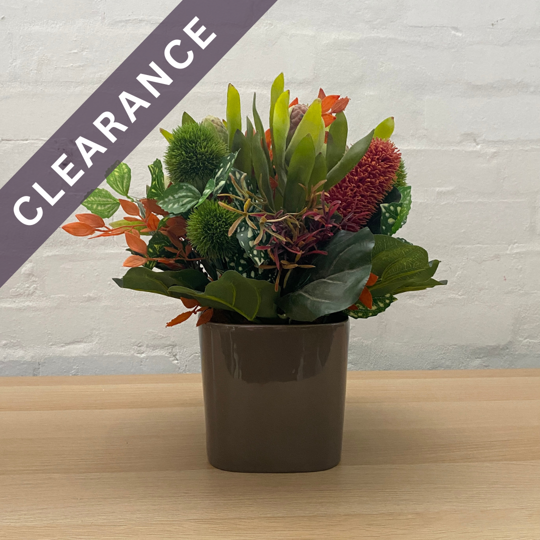 Artificial Floral Arrangement (Ex Rental) Greens and Reds Ceramic