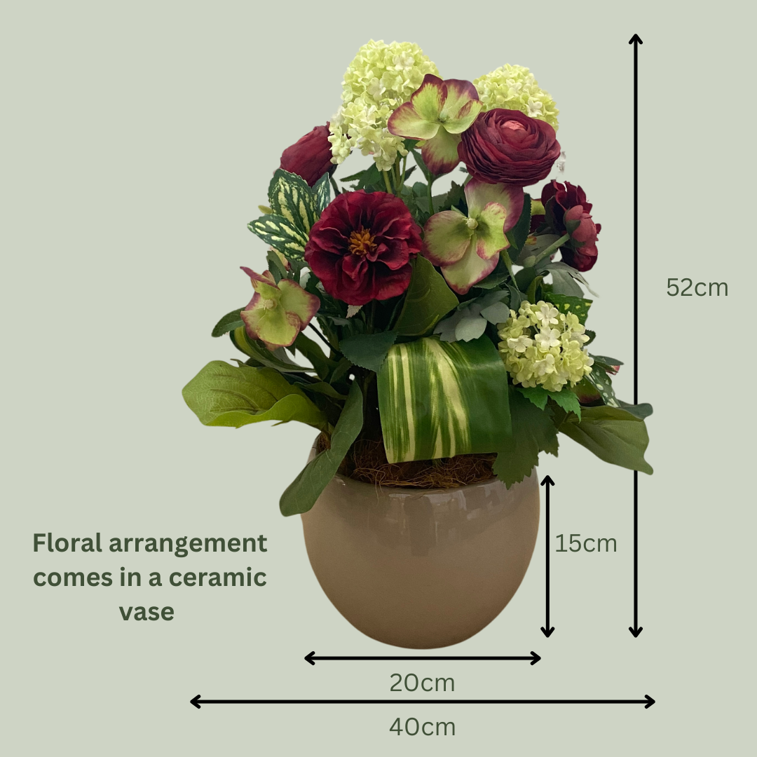 Artificial Floral Arrangement (Ex Rental) Reds and Greens Ceramic #2