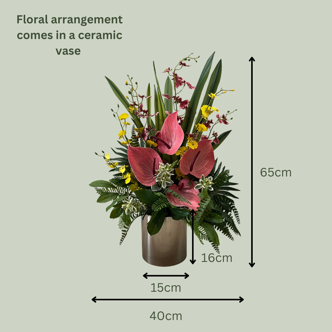 Artificial Floral Arrangement (Ex Rental) Reds and Yellows Ceramic #1
