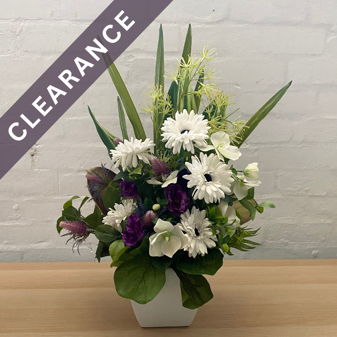 Artificial Floral Arrangement (Ex Rental) Whites and Purples Ceramic