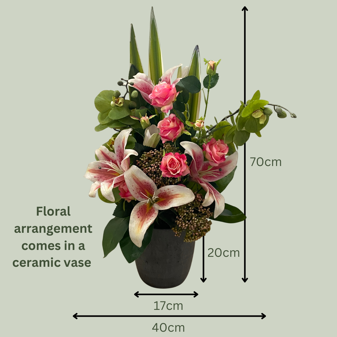 Artificial Floral Arrangement (Ex Rental) Pinks Ceramic #3