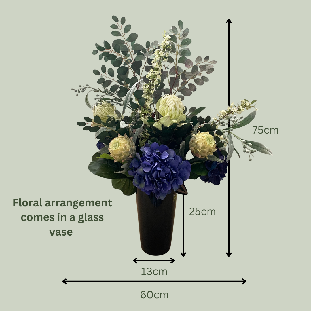 Artificial Floral Arrangement (Ex Rental) Blues and Greens Ceramic
