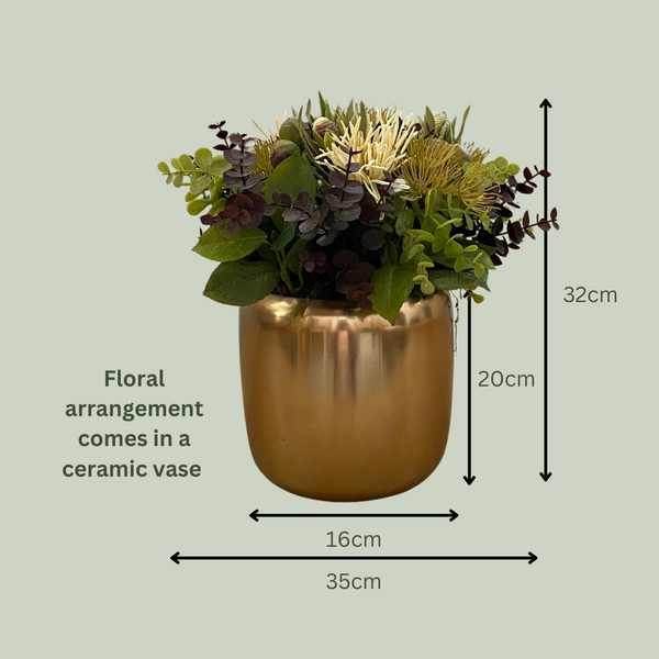 Artificial Floral Arrangement (Ex Rental) Greens and Whites Ceramic