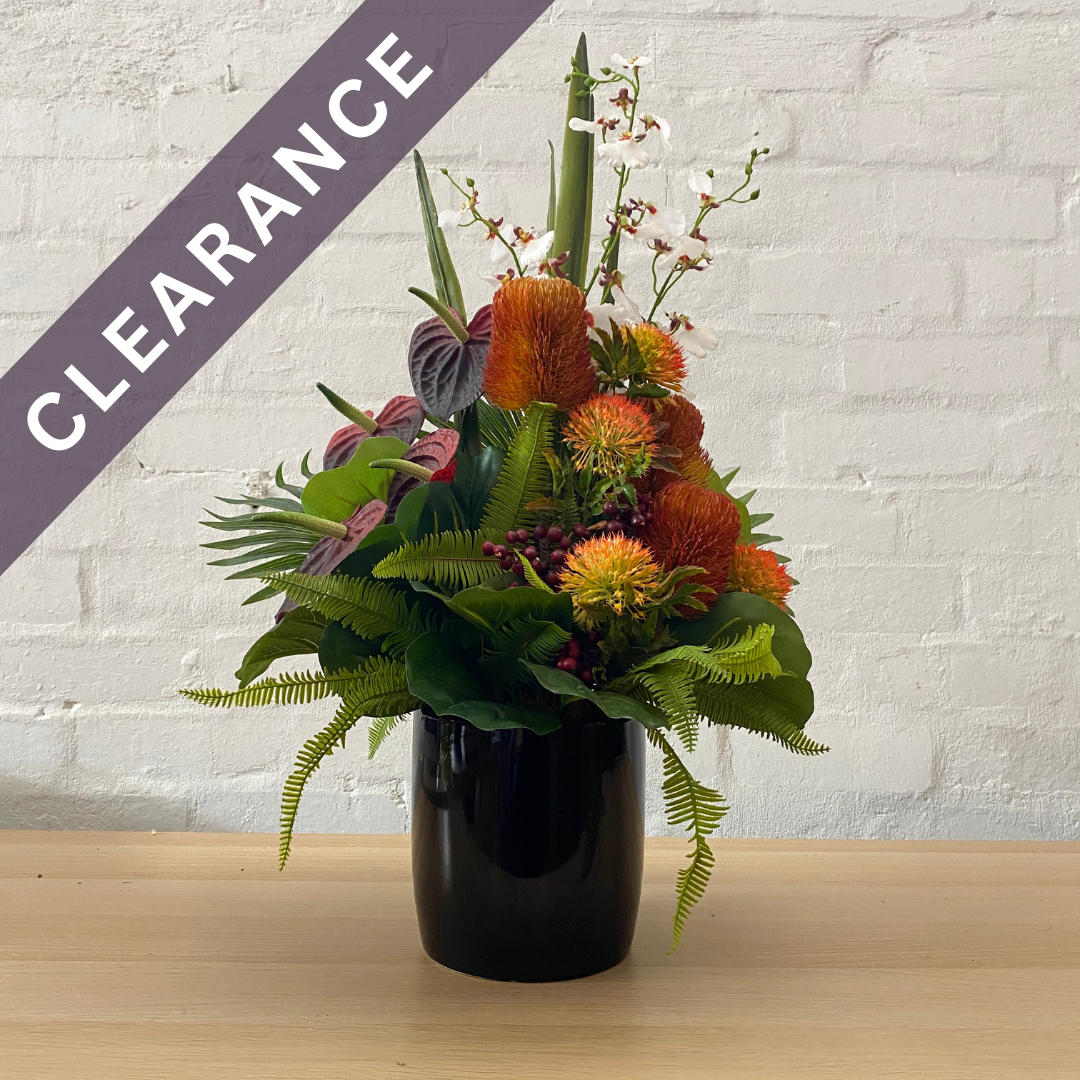 Artificial Floral Arrangement (Ex Rental) Oranges and Reds Ceramic