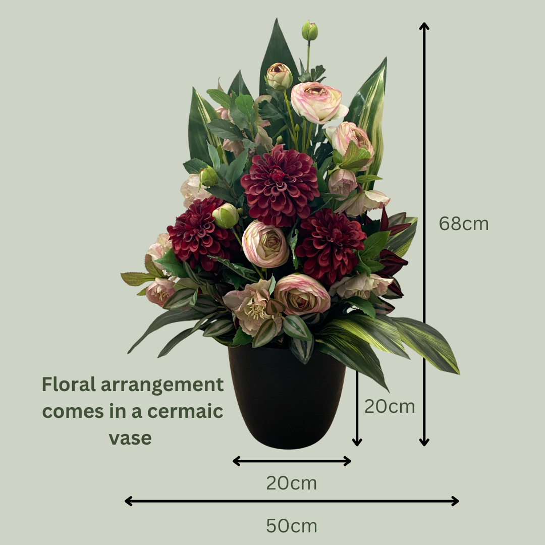 Artificial Floral Arrangement (Ex Rental) Reds and Pinks Ceramic #2