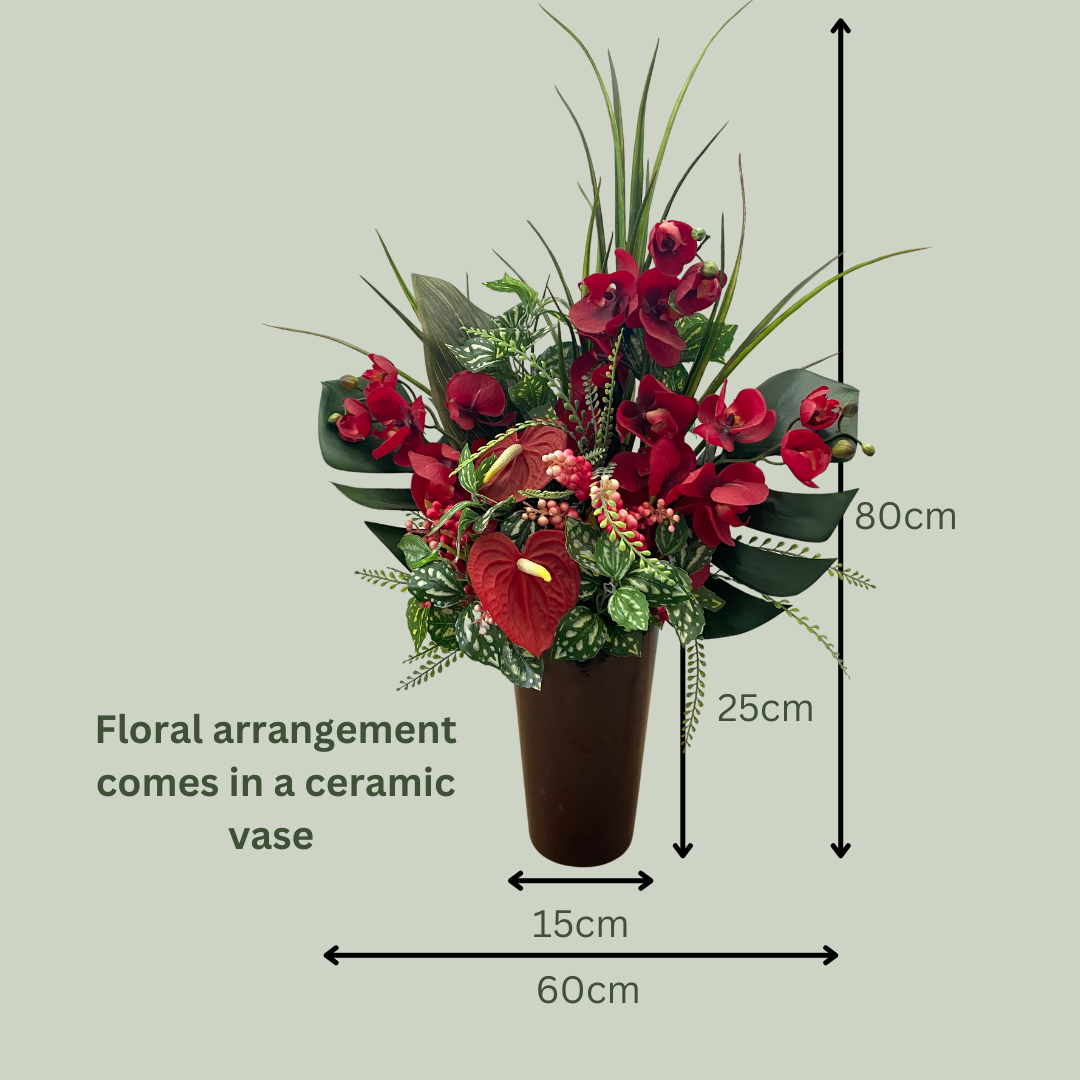 Artificial Floral Arrangement (Ex Rental) Reds and Greens Ceramic  #4