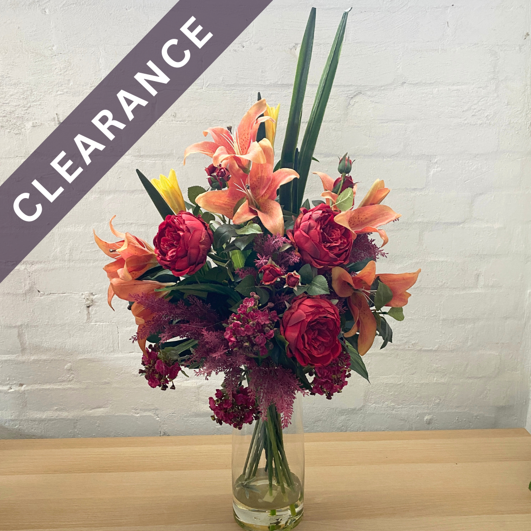 Artificial Floral Arrangement (Ex Rental) Reds and Oranges #2
