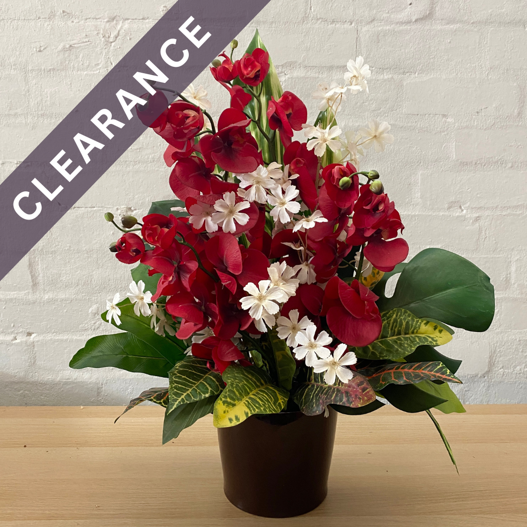 Artificial Floral Arrangement (Ex Rental) Reds and Whites Ceramic