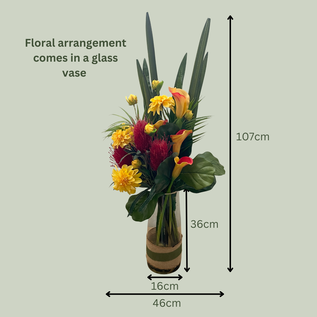 Artificial Floral Arrangement (Ex Rental) Reds and Yellows