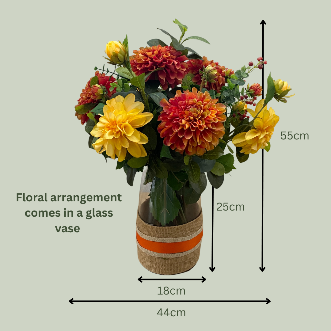 Artificial Floral Arrangement (Ex Rental) Reds and Yellows  #2