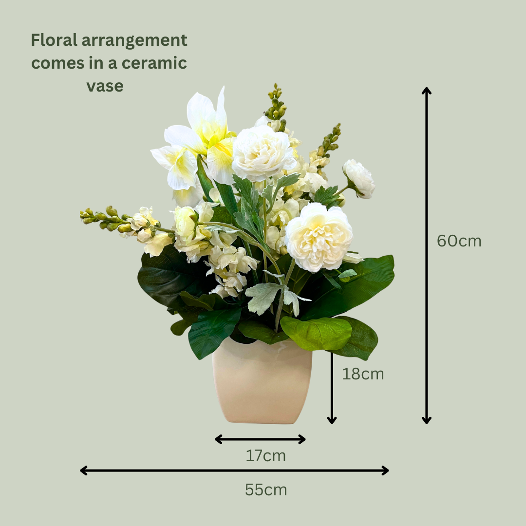 Artificial Floral Arrangement (Ex Rental) Whites Ceramic #1