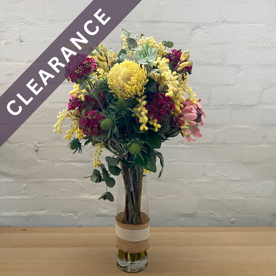 Artificial Floral Arrangement (Ex Rental) Yellows and Purples  #2