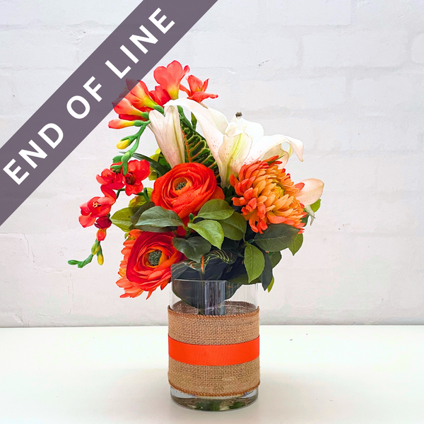 Artificial Floral Arrangement (Ex Rental) - Orange and white