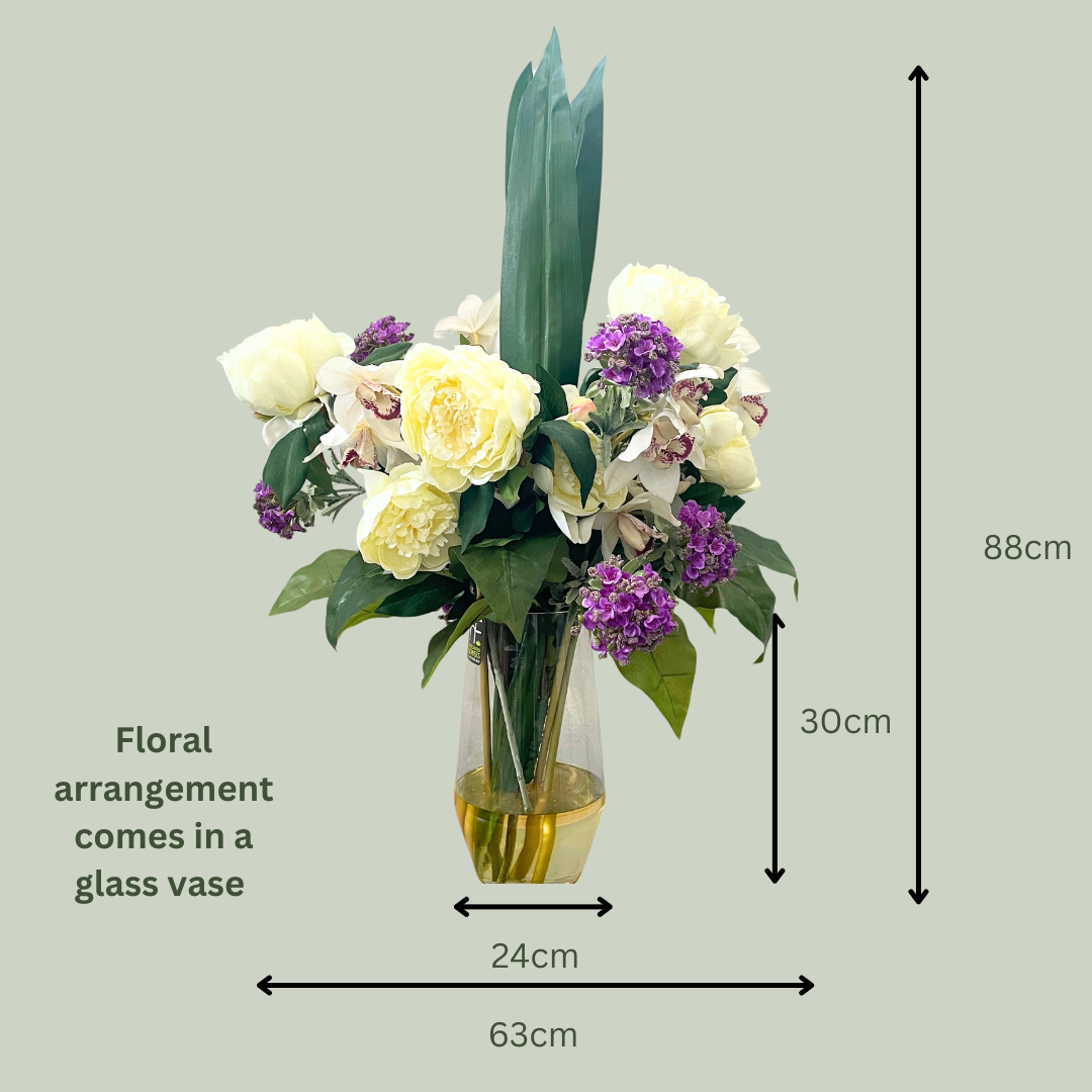 Artificial Floral Arrangement (Ex Rental) - White and Purples #6