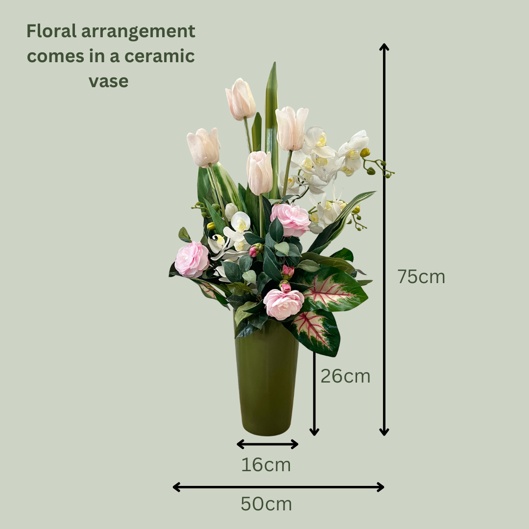 Artificial Floral Arrangement (Ex Rental) Light Pinks Ceramic