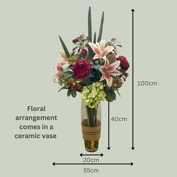 Artificial Floral Arrangement (Ex Rental) Pinks and Reds #3
