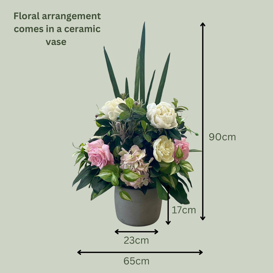 Artificial Floral Arrangement (Ex Rental) Pinks and Whites Ceramic #4