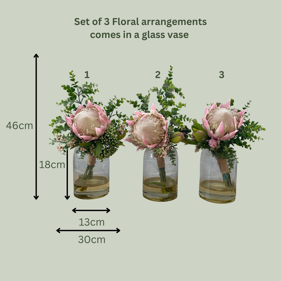 Artificial Floral Arrangement (Ex Rental) Pinks | Set of 3