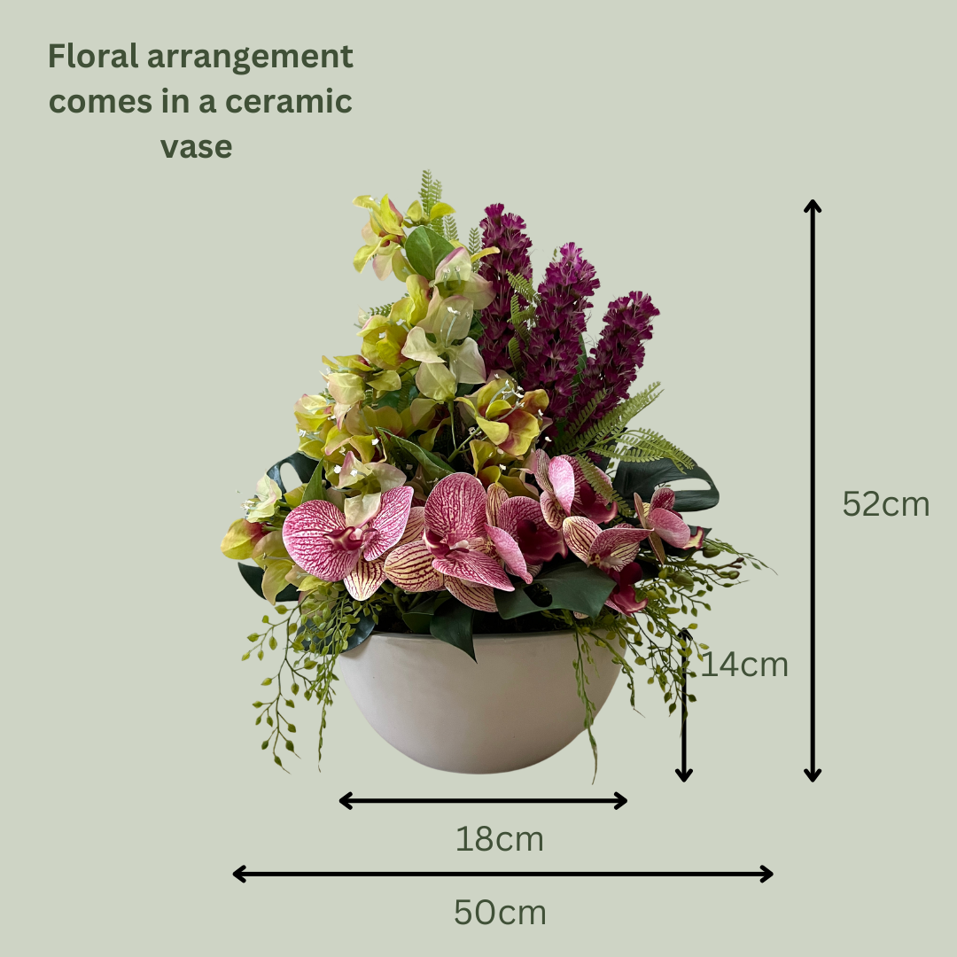 Artificial Floral Arrangement (Ex Rental) Pinks and Purples Ceramic #2