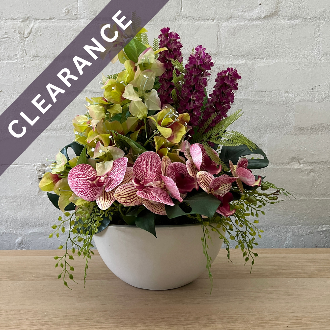 Artificial Floral Arrangement (Ex Rental) Pinks and Purples Ceramic #2