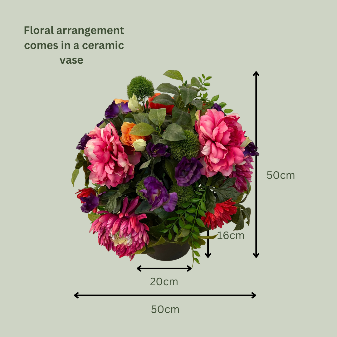 Artificial Floral Arrangement (Ex Rental) Pinks and Purples Ceramic