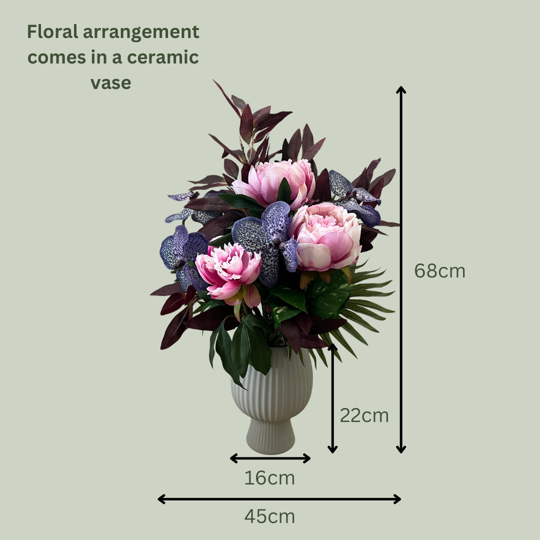 Artificial Floral Arrangement (Ex Rental) Pinks and Purples Ceramic