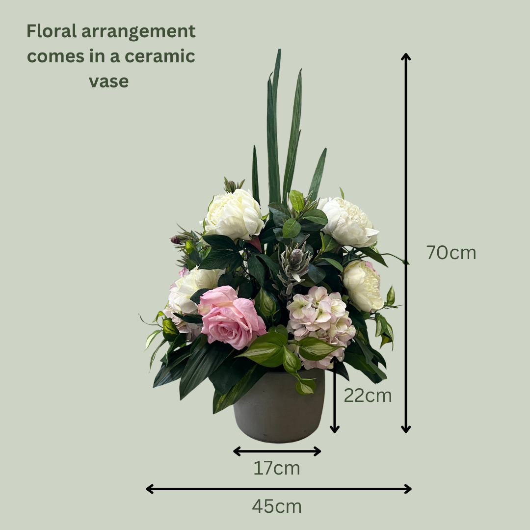 Artificial Floral Arrangement (Ex Rental) Pinks and Whites Ceramic #4