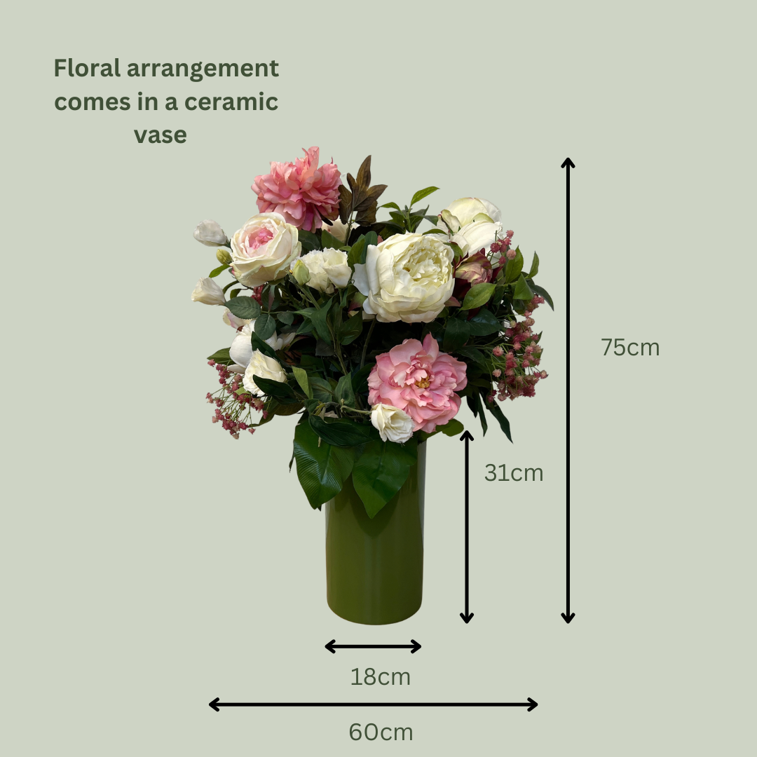 Artificial Floral Arrangement (Ex Rental) Pinks and Whites Ceramic