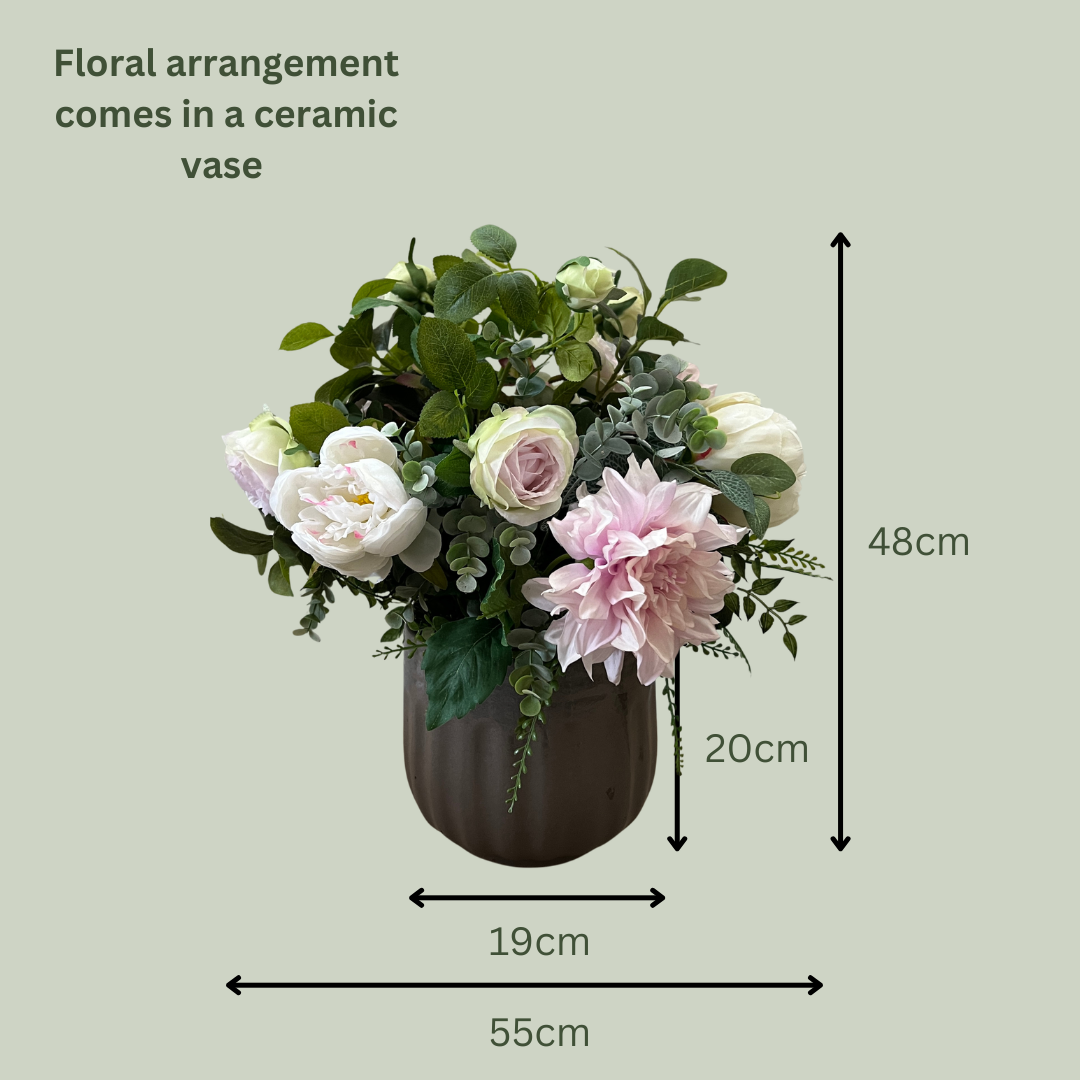 Artificial Floral Arrangement (Ex Rental) Pinks and Whites Ceramic #1