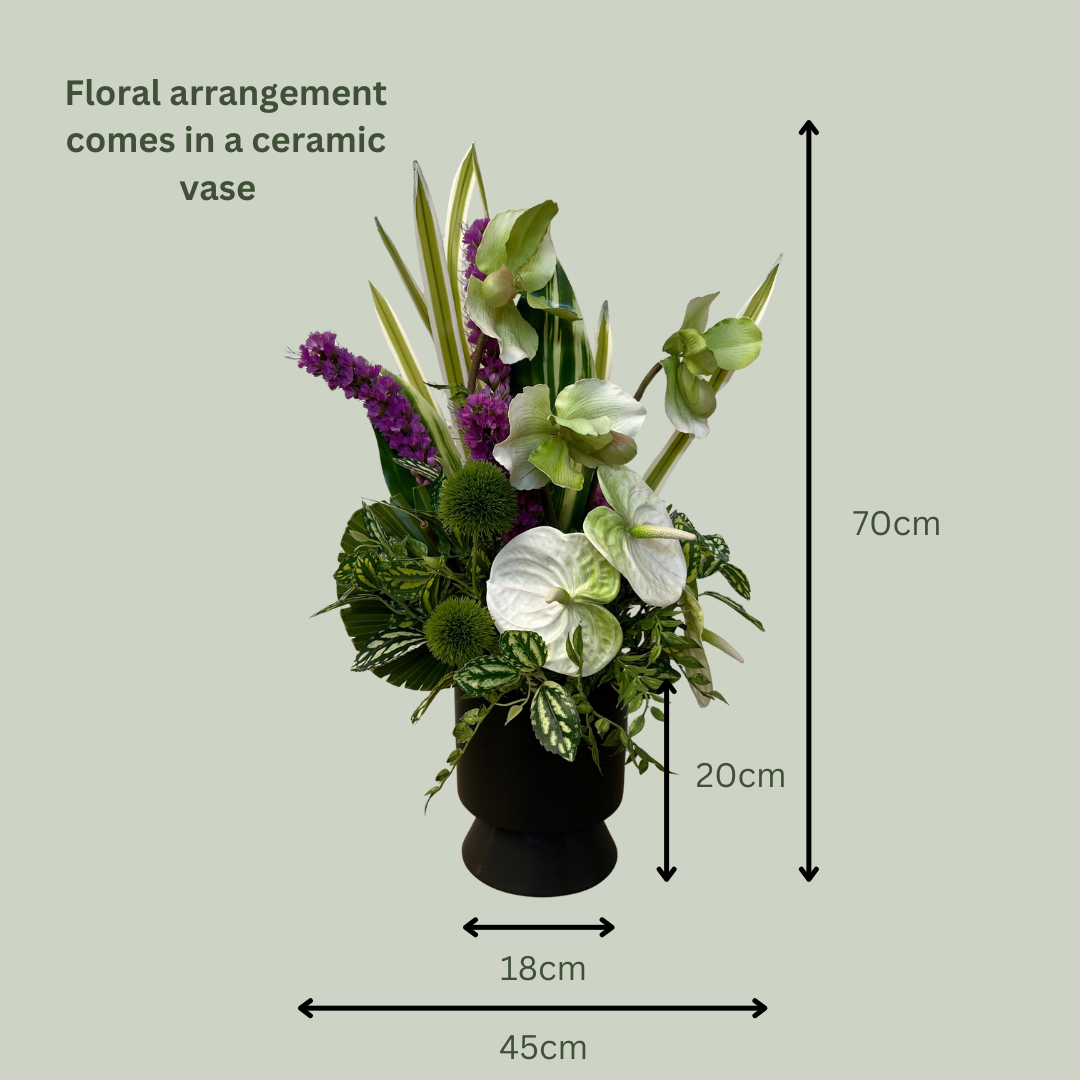 Artificial Floral Arrangement (Ex Rental) Purples and Whites Ceramic