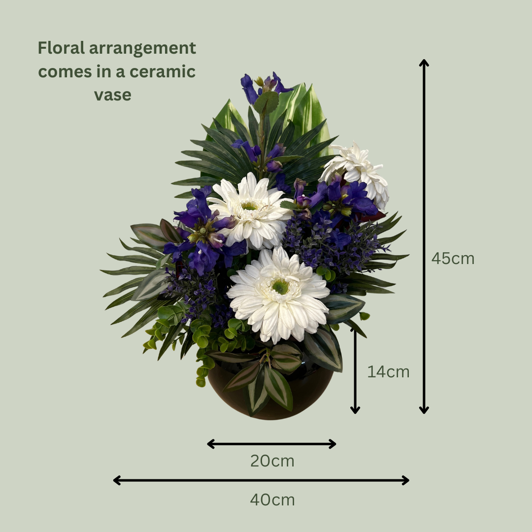 Artificial Floral Arrangement (Ex Rental) Purples and Whites Ceramic #2