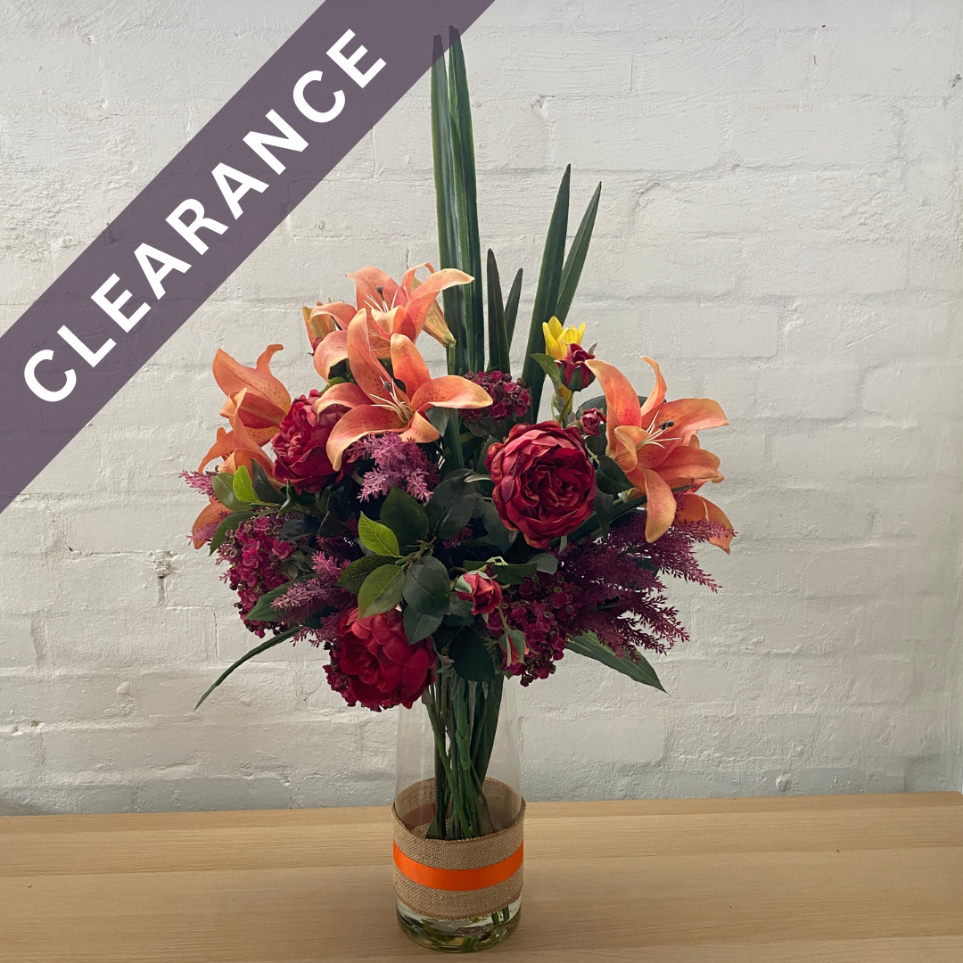 Artificial Floral Arrangement (Ex Rental) Reds and Oranges