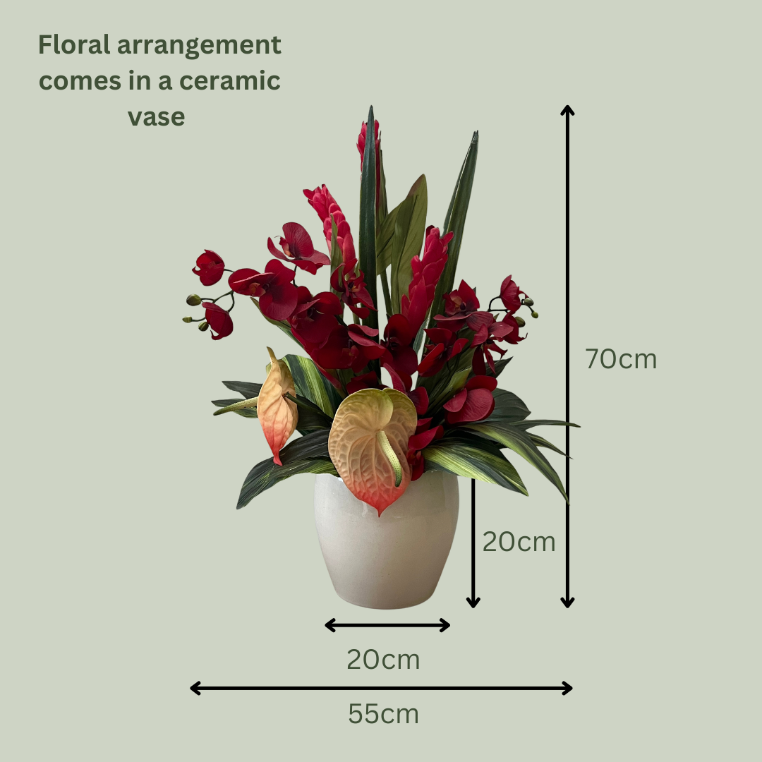 Artificial Floral Arrangement (Ex Rental) Reds Ceramic #2