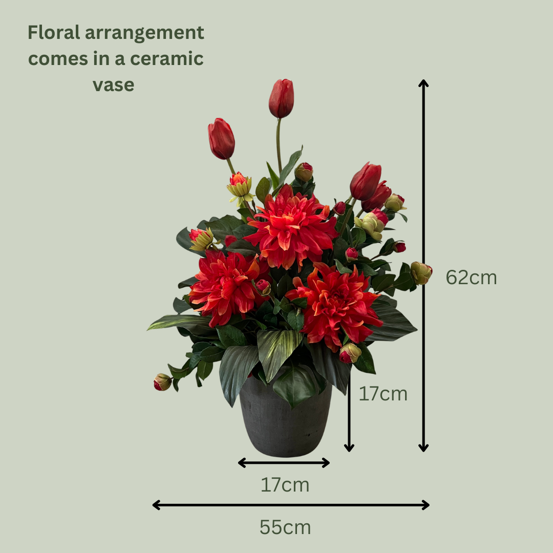 Artificial Floral Arrangement (Ex Rental) Reds Ceramic #3