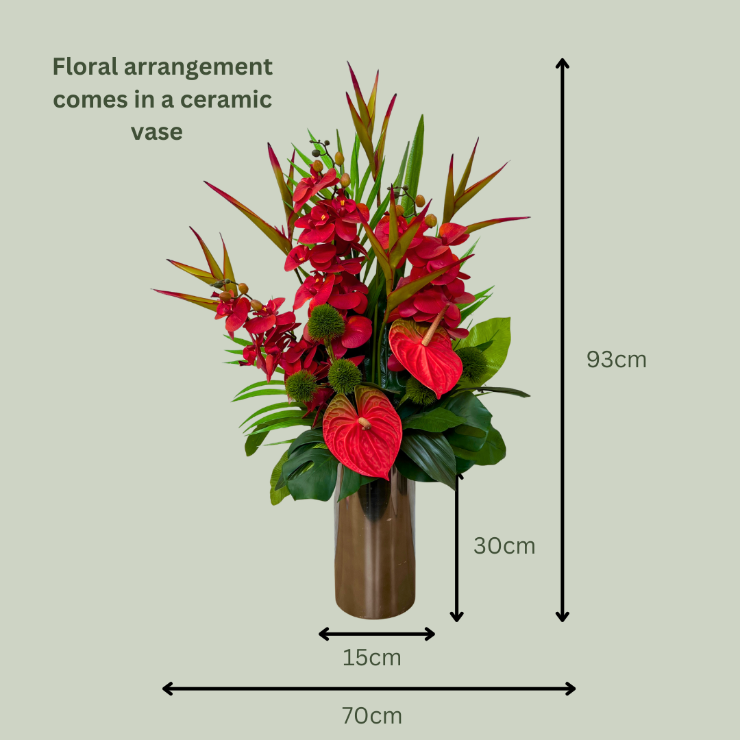 Artificial Floral Arrangement (Ex Rental) Reds Ceramic #5
