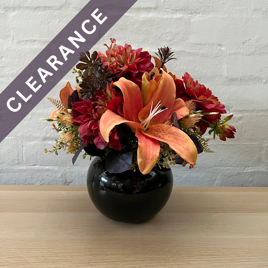 Artificial Floral Arrangement (Ex Rental) Reds and Oranges Ceramic #2