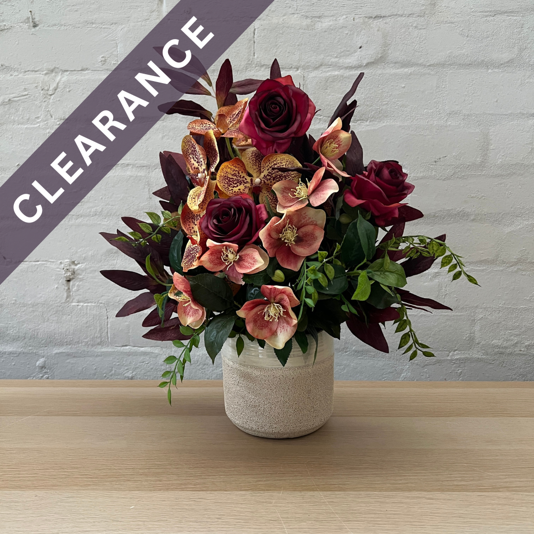 Artificial Floral Arrangement (Ex Rental) Reds and Oranges Ceramic