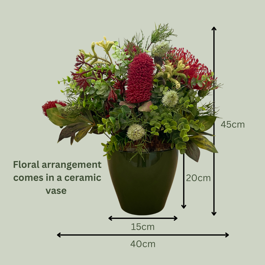 Artificial Floral Arrangement (Ex Rental) Reds Ceramic #2