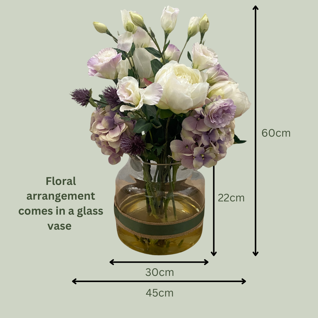 Artificial Floral Arrangement (Ex Rental) Whites and Light Purples