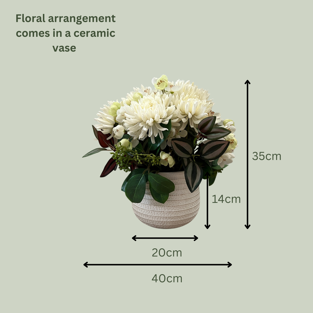 Artificial Floral Arrangement (Ex Rental) Whites Ceramic