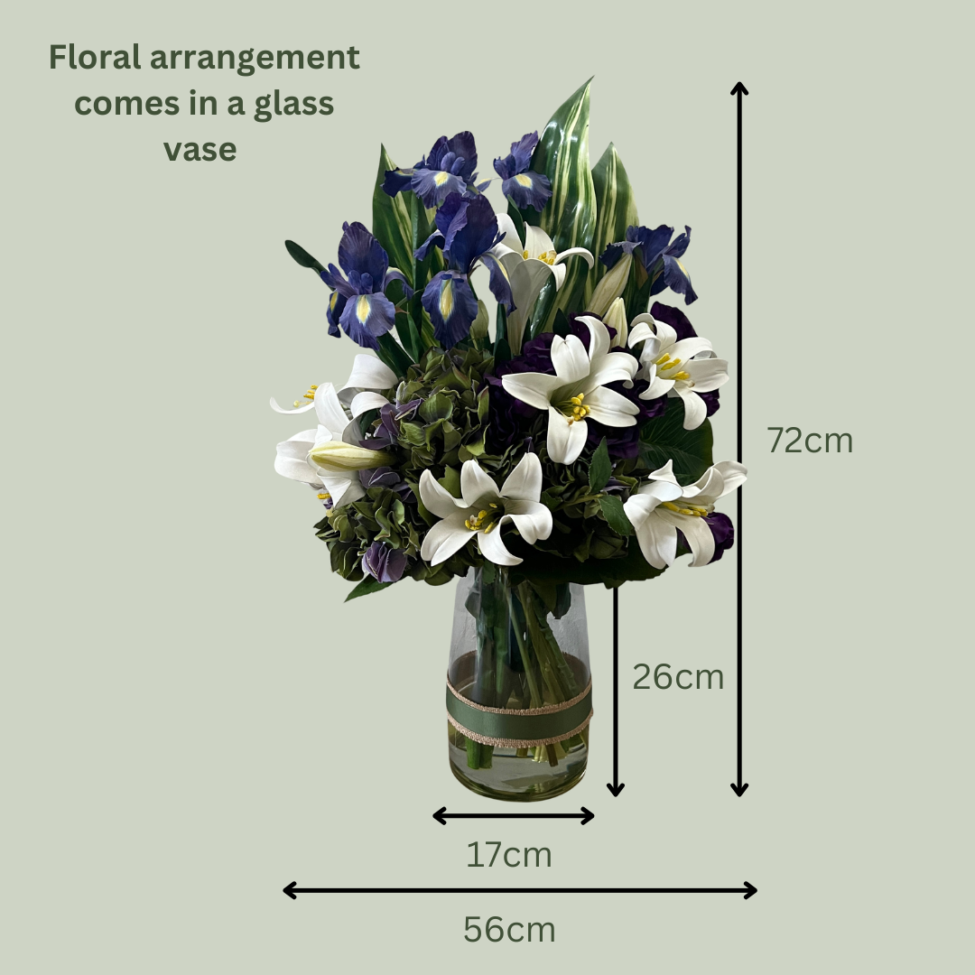 Artificial Floral Arrangement (Ex Rental) Whites and Purples
