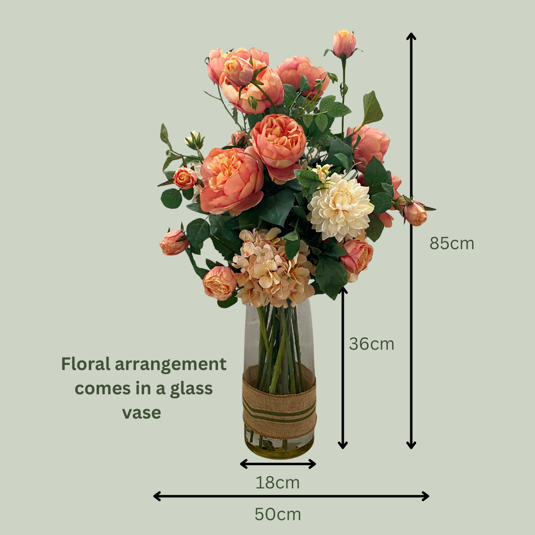 Artificial Floral Arrangement (Ex Rental) Pinks and Light Oranges