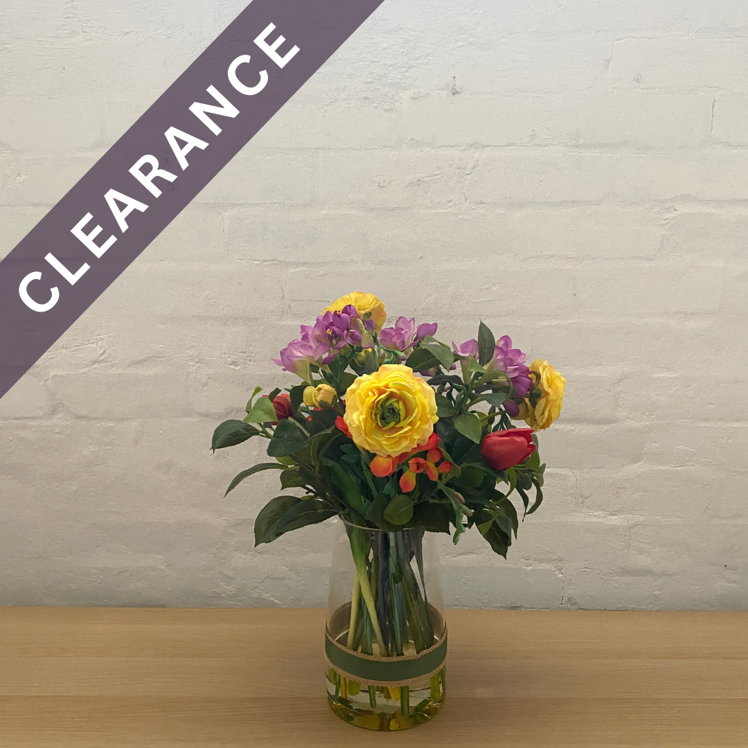 Artificial Floral Arrangement (Ex Rental) Yellows, Purples and Reds