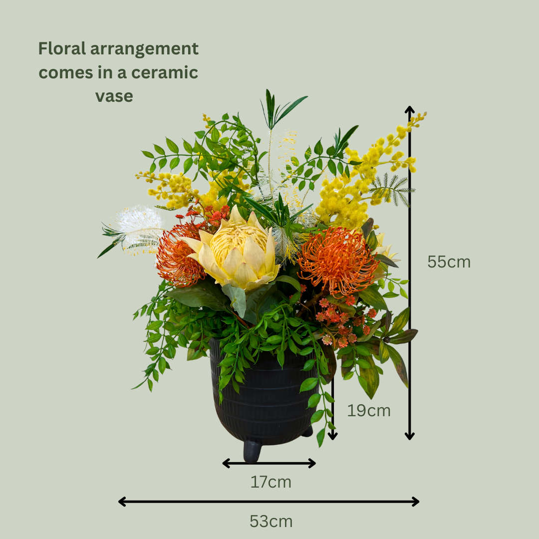 Artificial Floral Arrangement (Ex Rental) Yellows and Oranges Ceramic
