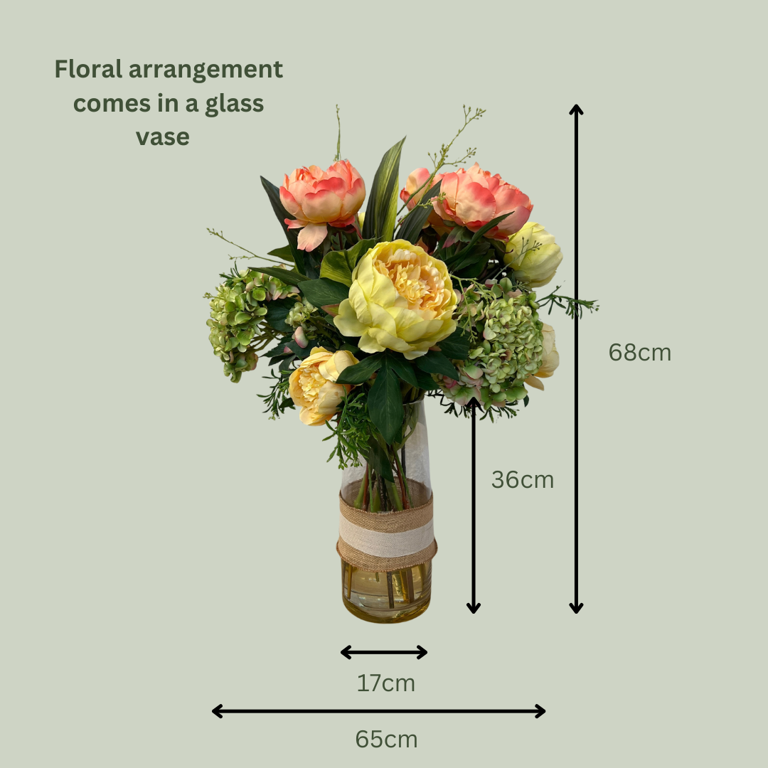 Artificial Floral Arrangement (Ex Rental) Yellows and Pinks