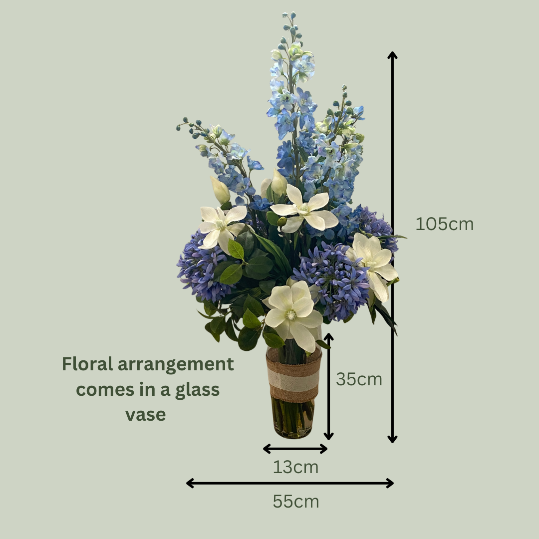 Artificial Floral Arrangement (Ex Rental) Blues and Whites