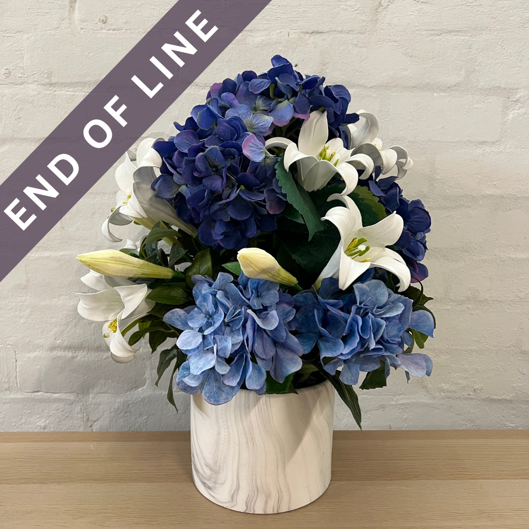Artificial Floral Arrangement (Ex Rental) Blues and Whites Ceramic #2