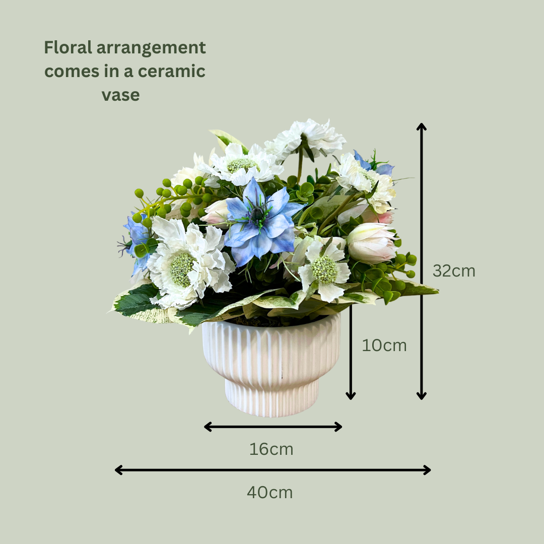 Artificial Floral Arrangement (Ex Rental) Blues and Whites Ceramic #3